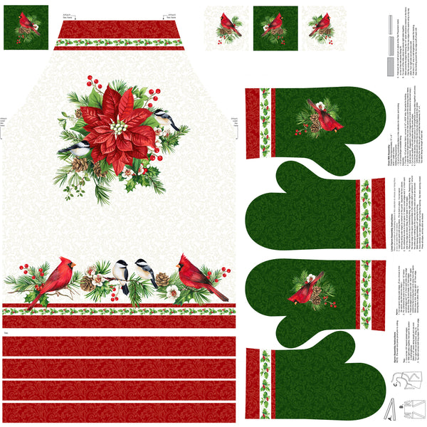 Yuletide Traditions - Adult Apron Panel with Oven Mitts