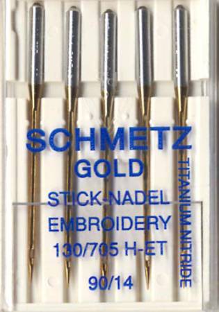 Schmetz Gold Titanium Embroidery Machine Needle Size 14/90